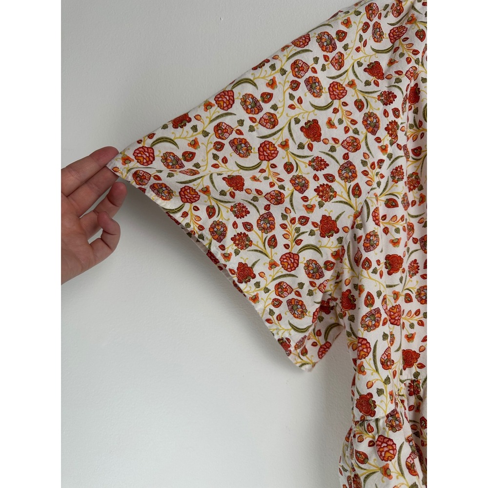 Old Navy XL Floral Tiered Swing Dress Cream Boho Cottagecore Prairie Breezy - Picture 4 of 8